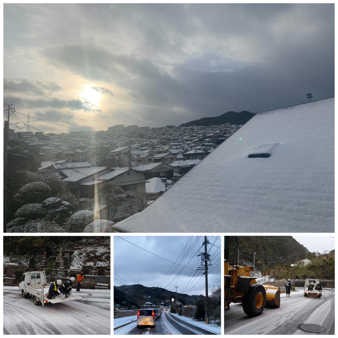 長崎各地で積雪